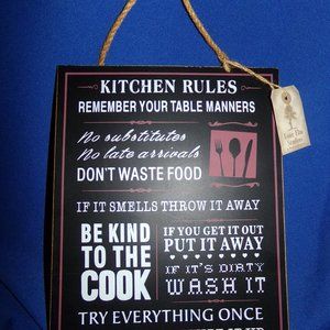 Vintage Kitchen Rules Painted Pressboard Sign by Lone Elm Studios